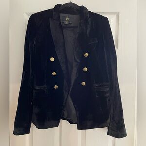 House of Harlow Double Breasted black Velvet Blazer w/ Gold buttons